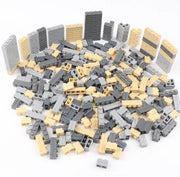 Pietre da costruzione 300 pezzi - Grigio scuro/Grigio chiaro/Beige - 1x2/1x4/ a forma di L - Materiale ABS - Pietre da costruzione creative - Disegni unici per le pareti