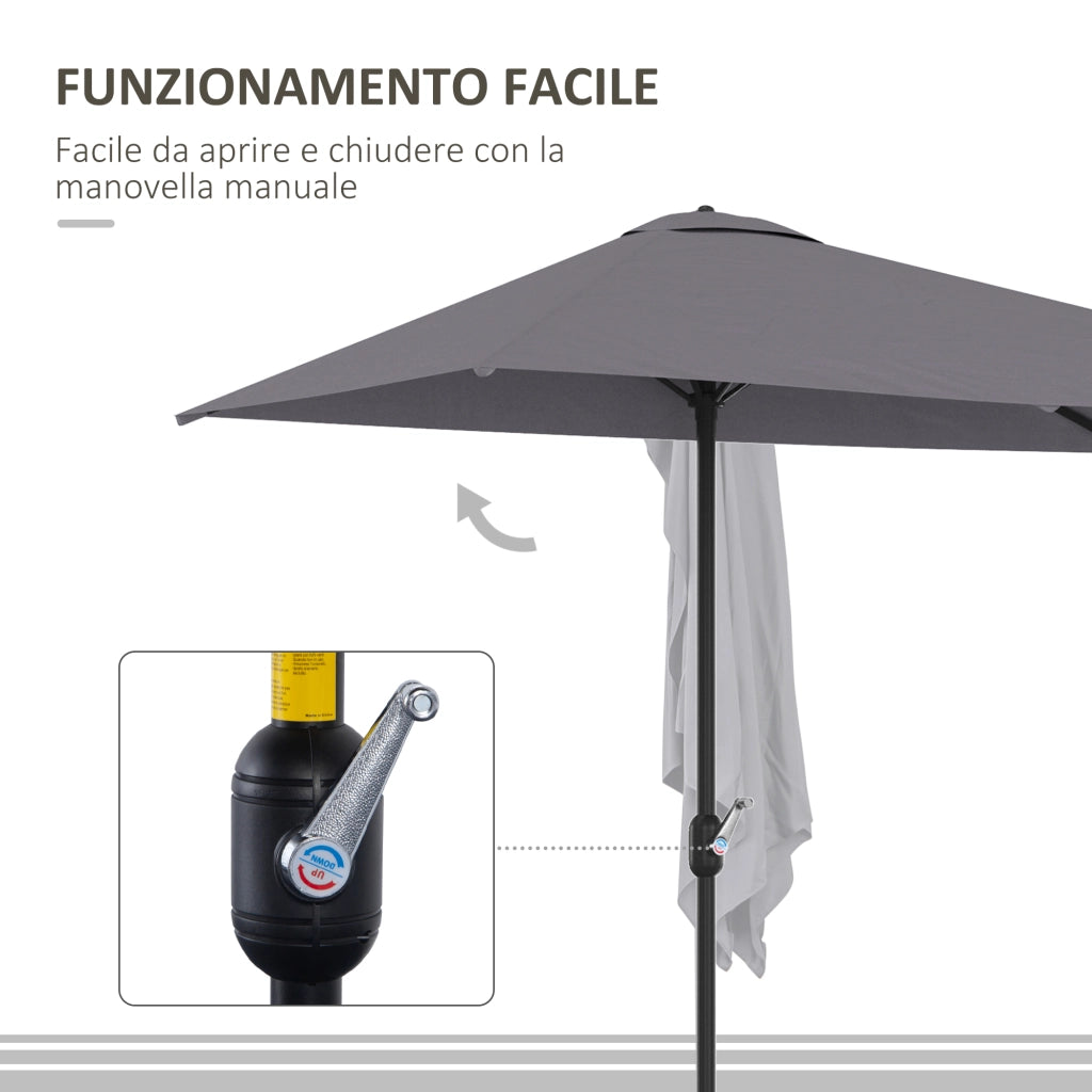 Ombrellone da Parete Mezzaluna Salvaspazio ¨C Minimal ¨C Grigio