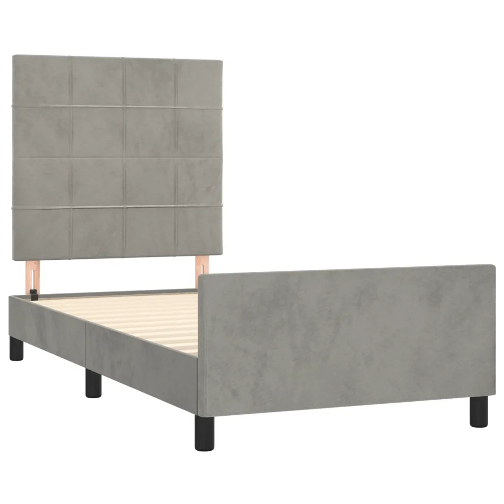 Giroletto con Testiera Grigio Chiaro 90x200 cm in Velluto cod mxl 60925