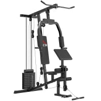 Stazione Fitness Multifunzione per Allenamento a Casa e Professionale in Acciaio, 148x108x207 cm, Nero