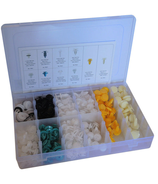 210 Pz Plastica Trim Clip Rivetti Clip Kit Fermi Di Spinta Per Auto Abitacolo         