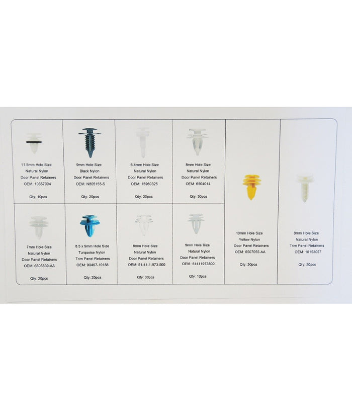 210 Pz Plastica Trim Clip Rivetti Clip Kit Fermi Di Spinta Per Auto Abitacolo         