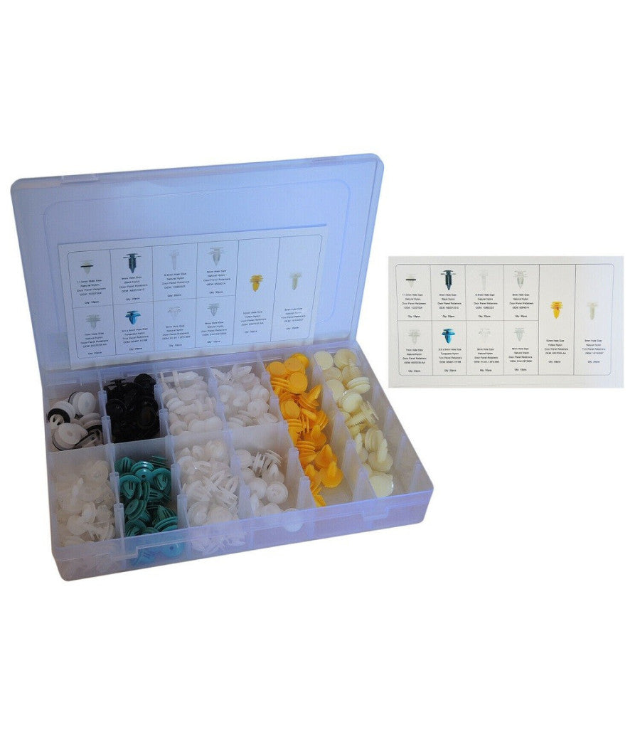 210 Pz Plastica Trim Clip Rivetti Clip Kit Fermi Di Spinta Per Auto Abitacolo         