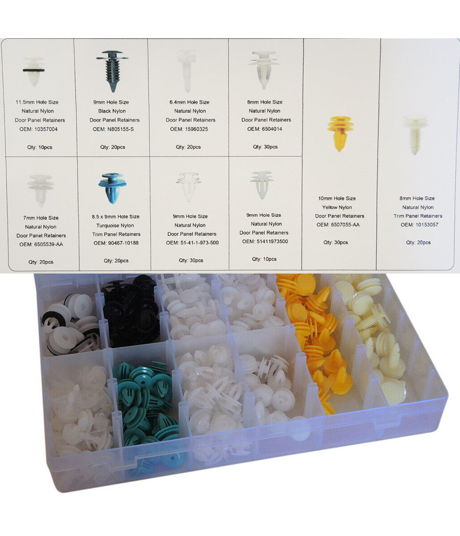 210 Pz Plastica Trim Clip Rivetti Clip Kit Fermi Di Spinta Per Auto Abitacolo         