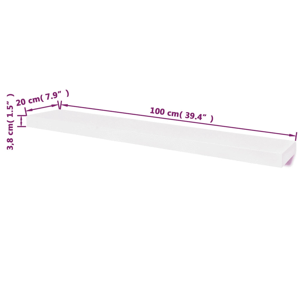 2 pz Mensole a Muro | Scaffale Parete | Ripiano a parete Bianche in MDF per Libri/DVD
