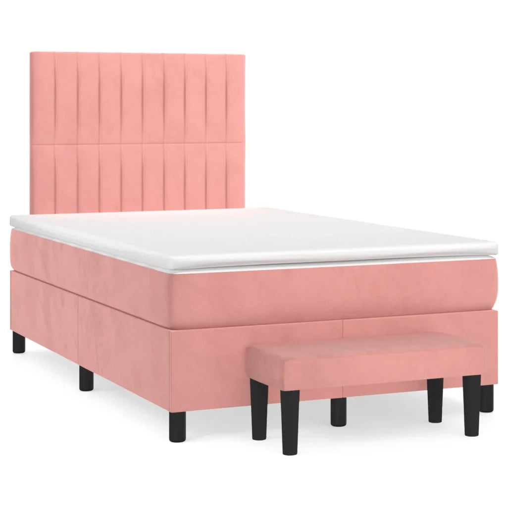 Giroletto a Molle con Materasso Rosa 120x200 cm in Velluto 3137958