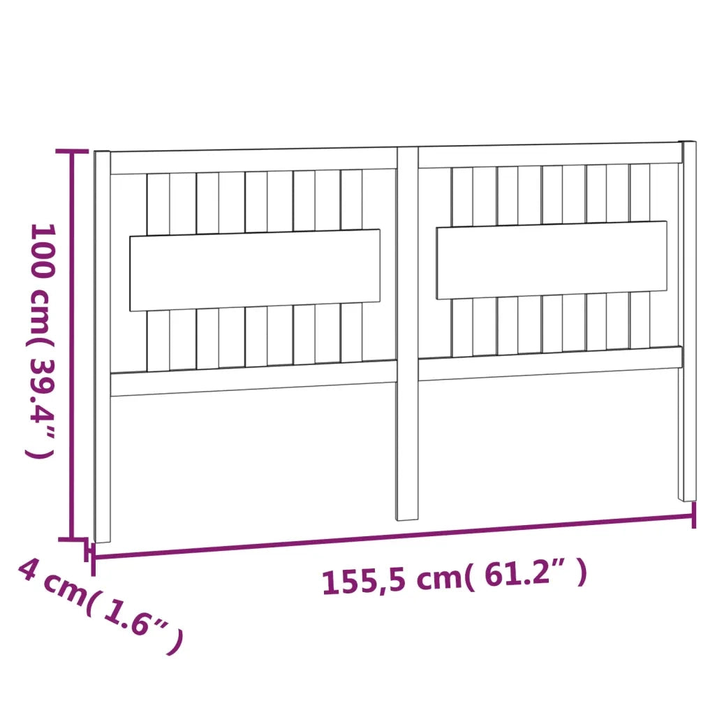 Testiera per Letto Grigia 155,5x4x100 cm Legno Massello di Pino 818577