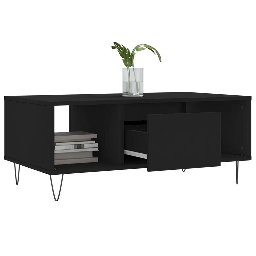Tavolino da Salotto Nero 90x50x36,5 cm in Legno Multistrato 830589