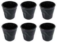 Set 6 Tazzine da Caffè Accartocciati Ø6,5 cm in Vetro Pressato Kaleidos Neri