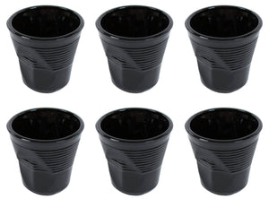 Set 6 Tazzine da Caffè Accartocciati Ø6,5 cm in Vetro Pressato Kaleidos Neri