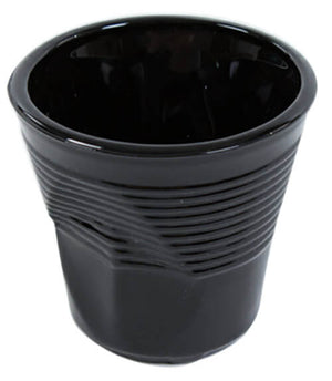 Set 6 Tazzine da Caffè Accartocciati Ø6,5 cm in Vetro Pressato Kaleidos Neri