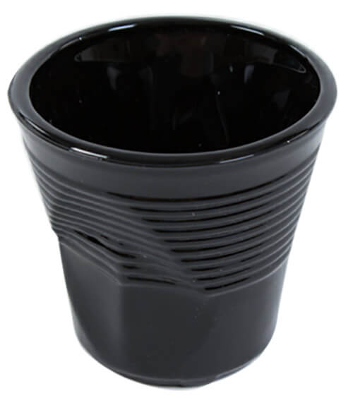 Set 6 Tazzine da Caffè Accartocciati Ø6,5 cm in Vetro Pressato Kaleidos Neri