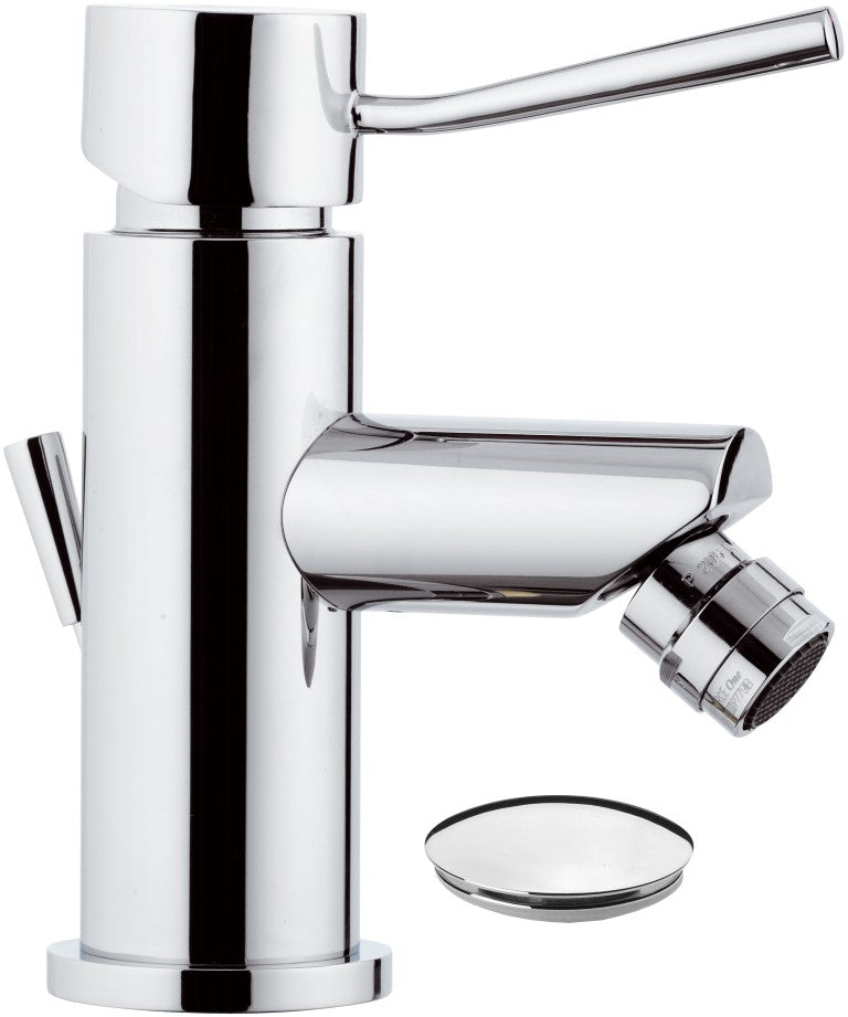 Rubinetto per bidet con o senza scarico e aeratore direzionale serie minimal