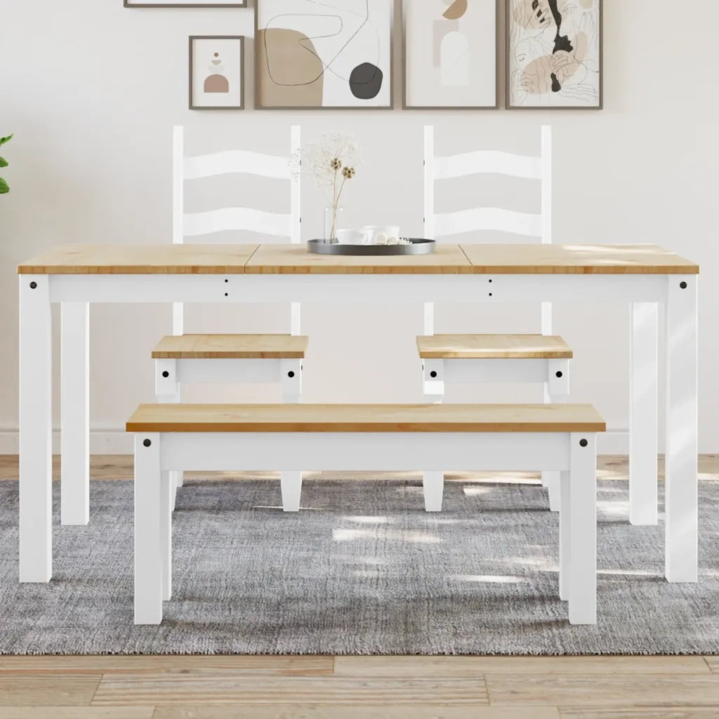 Tavolo da Pranzo Panama Bianco 160x80x75 cm Legno Massello Pino