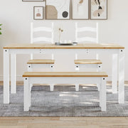 Tavolo da Pranzo Panama Bianco 160x80x75 cm Legno Massello Pino