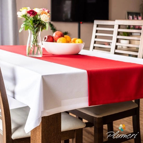 Tavolo Coperto Bianco con Effetto Lotus, Inamidato, Tavolo Coperto, Decorazione per Tavolo (130 x 180 cm)