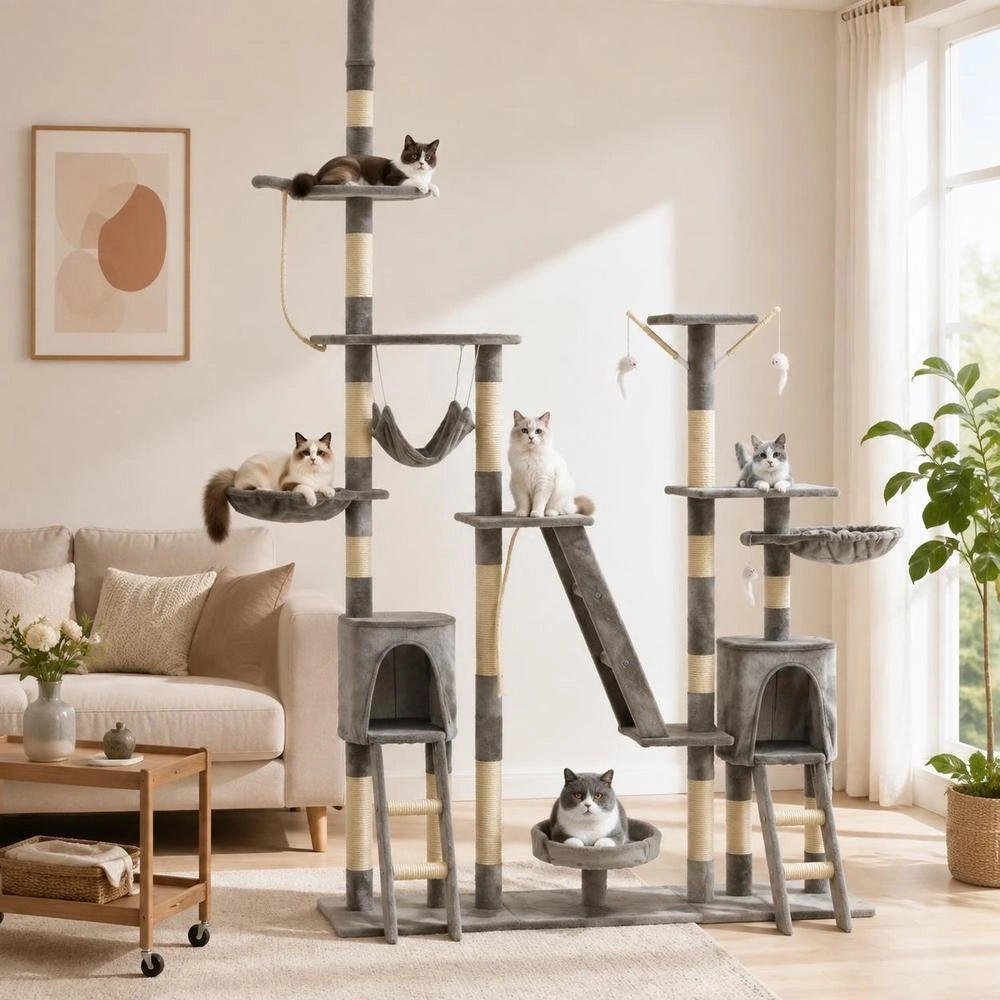 Cat Scratching Post With Sisal Scratching Columns 230 - 250 Cm Grey