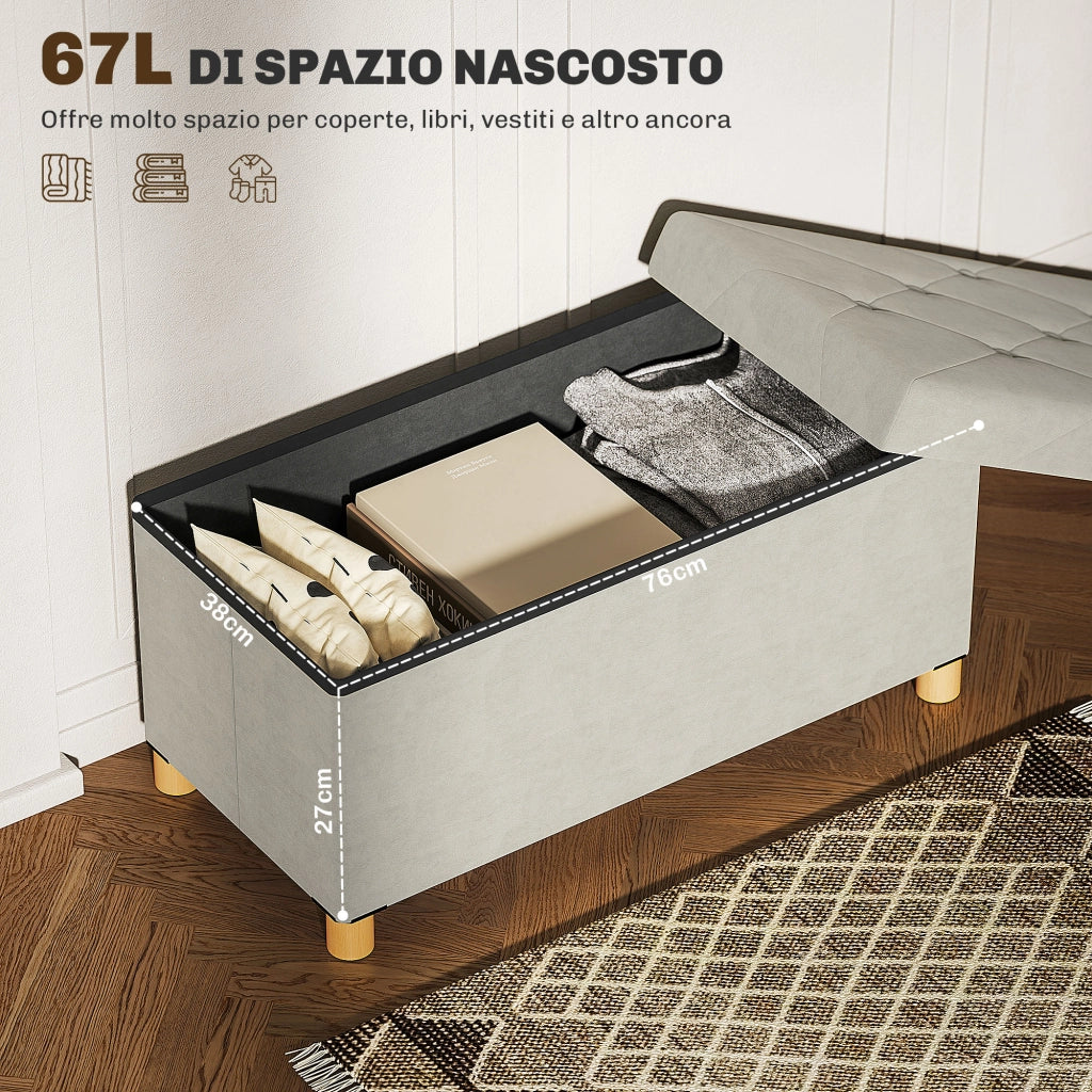 Panca Contenitore Pieghevole ¨C zephmum ¨C Crema 76x38x38cm