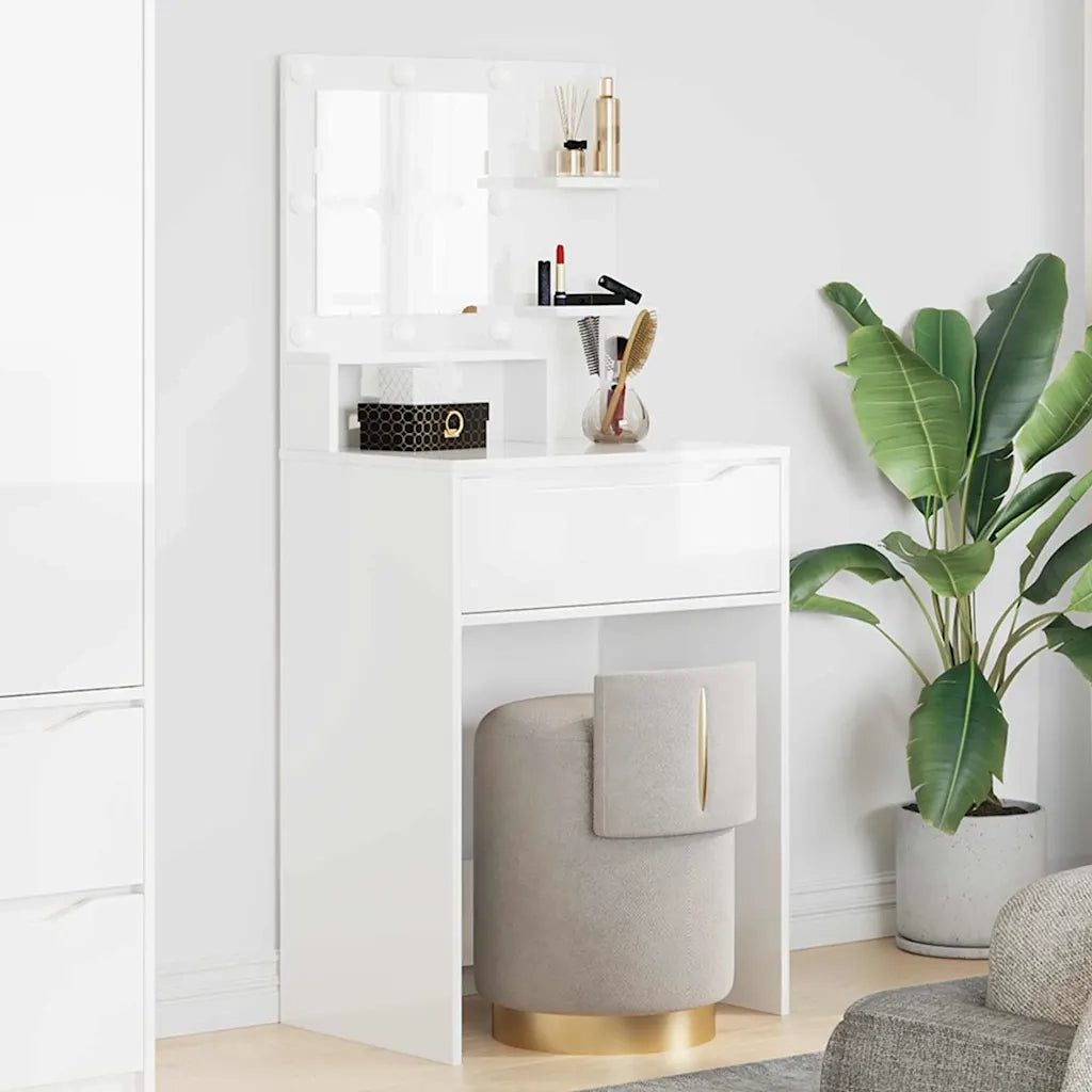 Tavoli da Trucco per Camera da Letto con cassetto Bianco Lucido