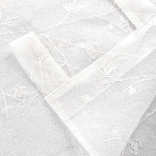 Due set di tende trasparenti, fiori ricamati, con nastri, finitura lino, doppio pacchetto di cerniere per tende, tenda da finestra, tenda decorativa per salotto, camera da letto