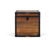 Baule in legno di mango con finiture in ferro nero in stile vintage