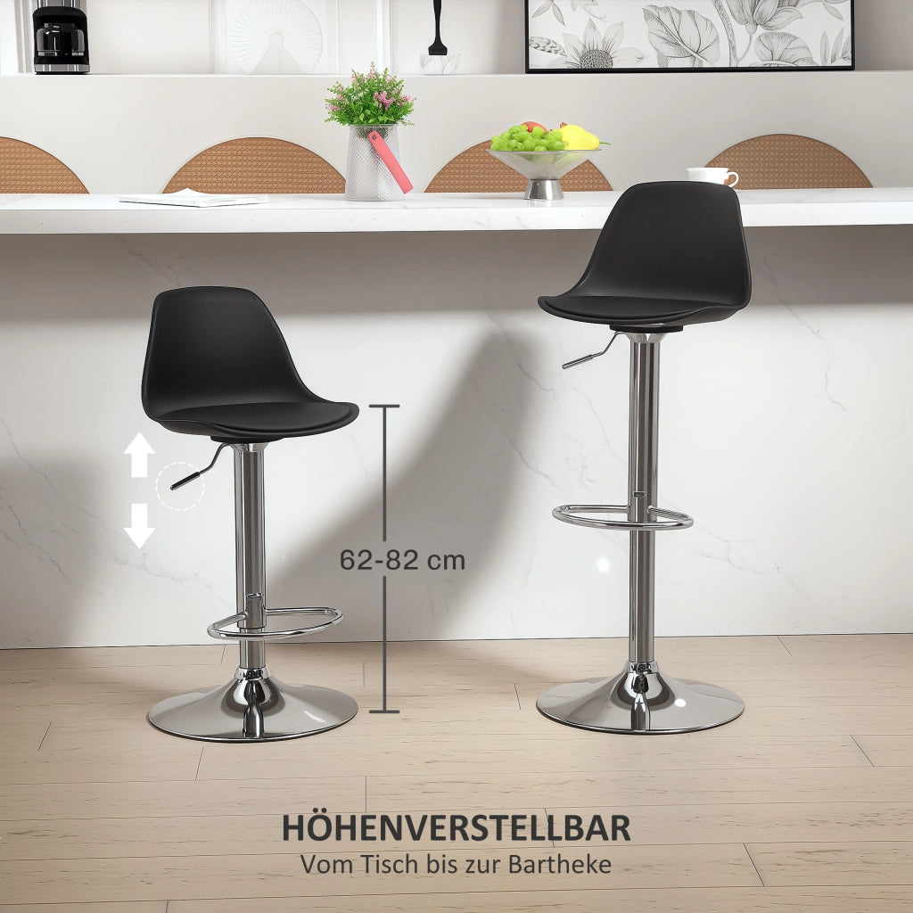 Set di 2 sgabelli da bar girevoli con schienale ¨C zephmum ¨C nero, altezza regolabile 82-104 cm