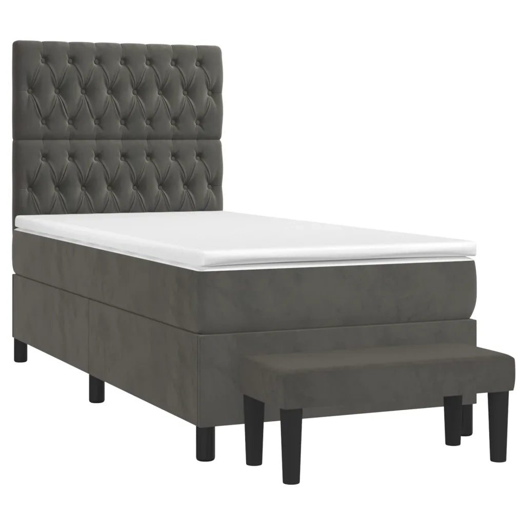 Giroletto a Molle con Materasso-Struttura Letto Grigio Scuro 80x200 cm Velluto 790572