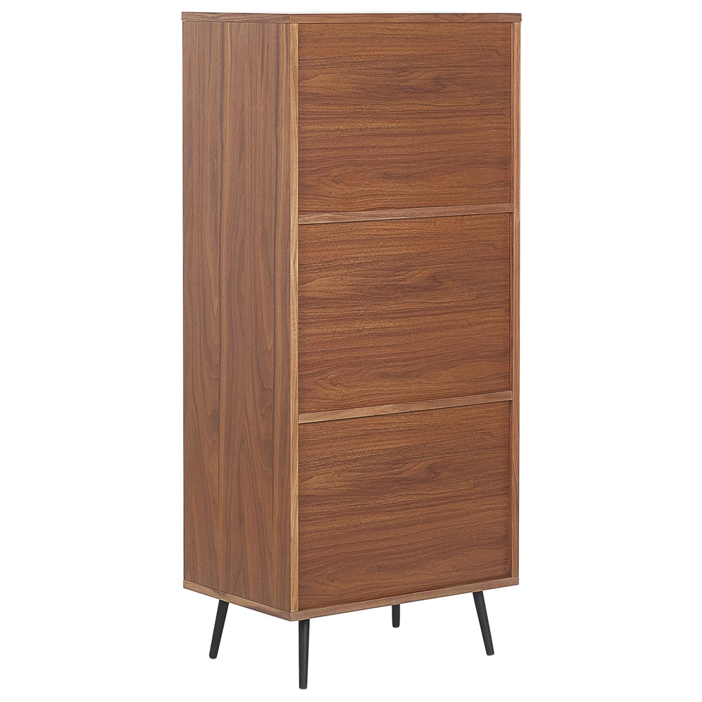 Libreria in noce scuro con MDF grigio 139 x 60 x 40 cm Mobile contenitore con cassetti Moderno