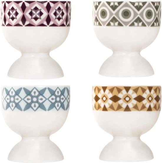 Porta uova decorata a collezione Taste in porcellana 5x5 cm - set da 4