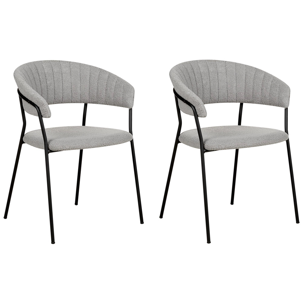 Set di 2 sedie da pranzo moderne Seduta imbottita in velluto grigio con braccioli Schienale curvo Design moderno e contemporaneo