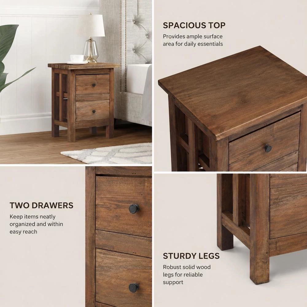 Bedside Table Solid Mahogany 40x30x51 Cm