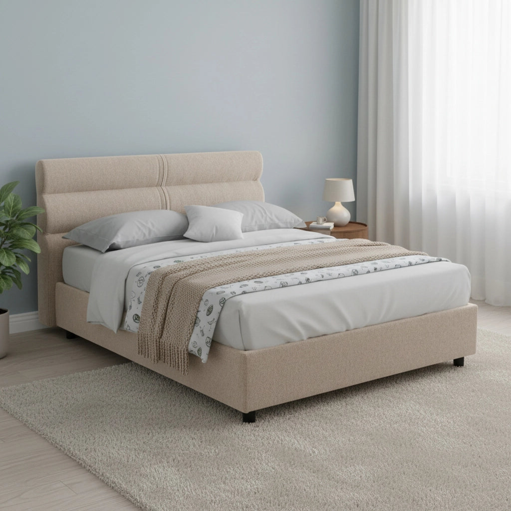 Letto Matrimoniale Briatico, Letto Matrimoniale Materasso Incluso Made in Italy, Grigio Tortora\
