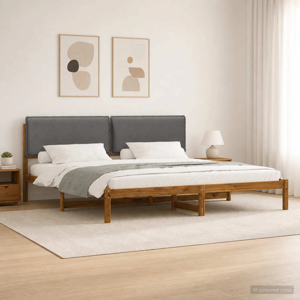 Letto con Testiera Rivestita Naturale e Grigio Chiaro 3405036