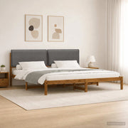 Letto con Testiera Rivestita Naturale e Grigio Chiaro 3405036