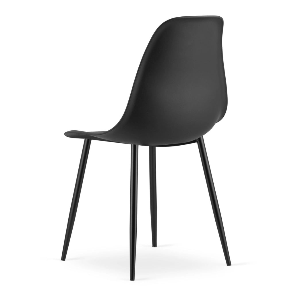 Sedia WAT moderna nera con gambe in metallo