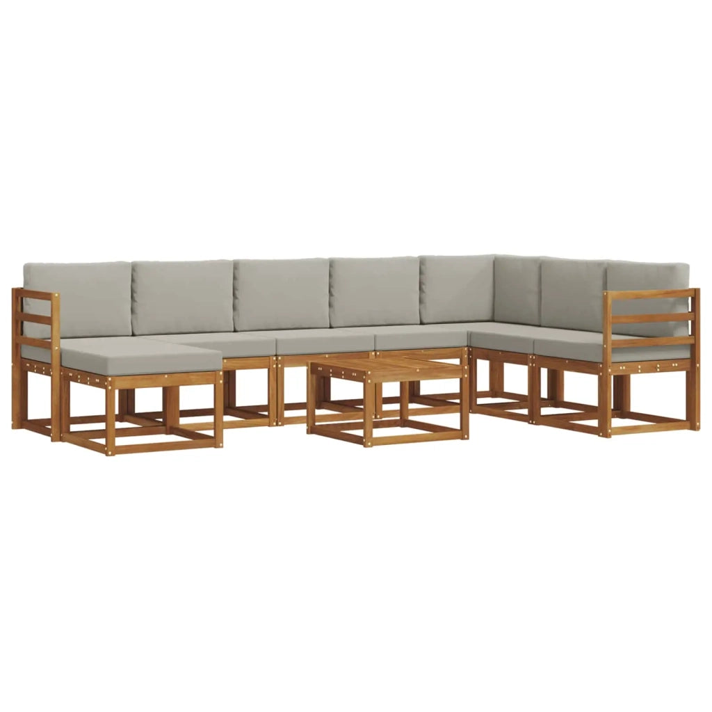 Set di divani da esterno 9 pcs Grigio Naturale e Chiaro 3366834