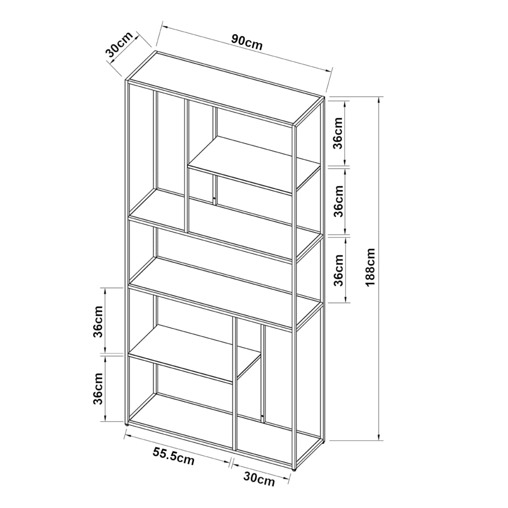 Scaffale da Terra Vehmaa in Acciaio Bianco 188 x 90 x 30 cm [en.casa]