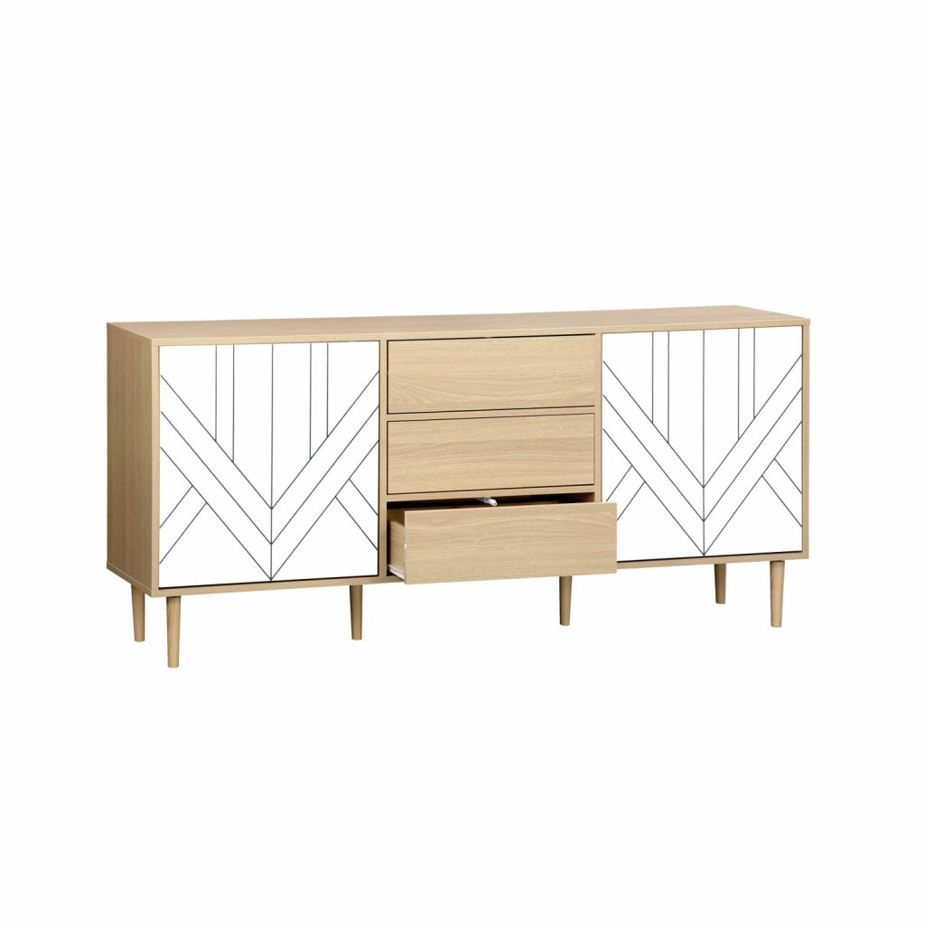 Credenza a 2 ante effetto legno, 160cm, bianco