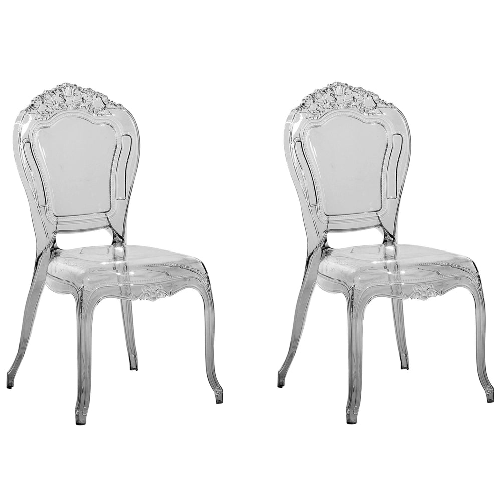 Set di 2 sedie da pranzo Nero trasparente acrilico solido schienale senza braccioli impilabili design vintage moderno