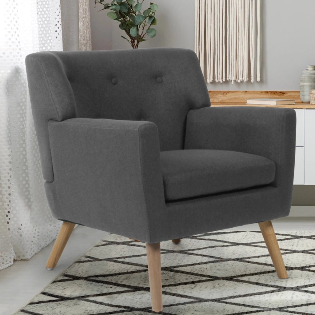 IDMarket - Poltrona scandinava in tessuto grigio antracite LIV