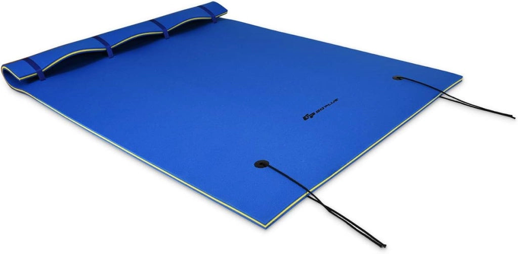 Tappeto Galleggiante per Piscina e Mare, 270 x 180 cm, Materassino Galleggiante in Schiuma per Rilassarsi e Divertirsi, Con Cuscino per la Testa (Blu 270 x 180 cm)