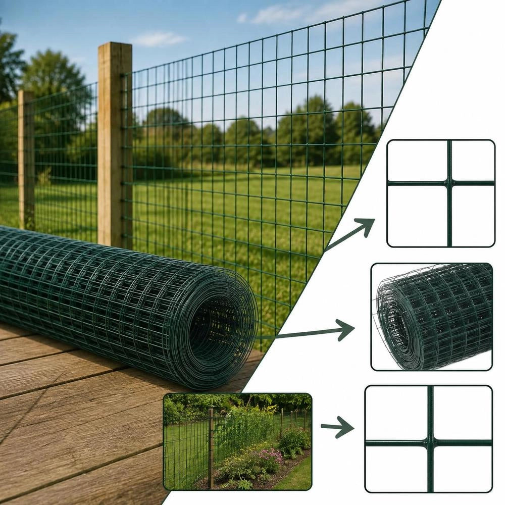 Steel Wire Fence With PVC Coating, 25x1.5 M, Green