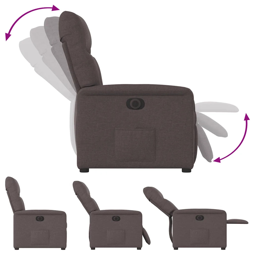 Poltrona Elettrica Reclinabile Marrone Scuro in Tessuto 3303017