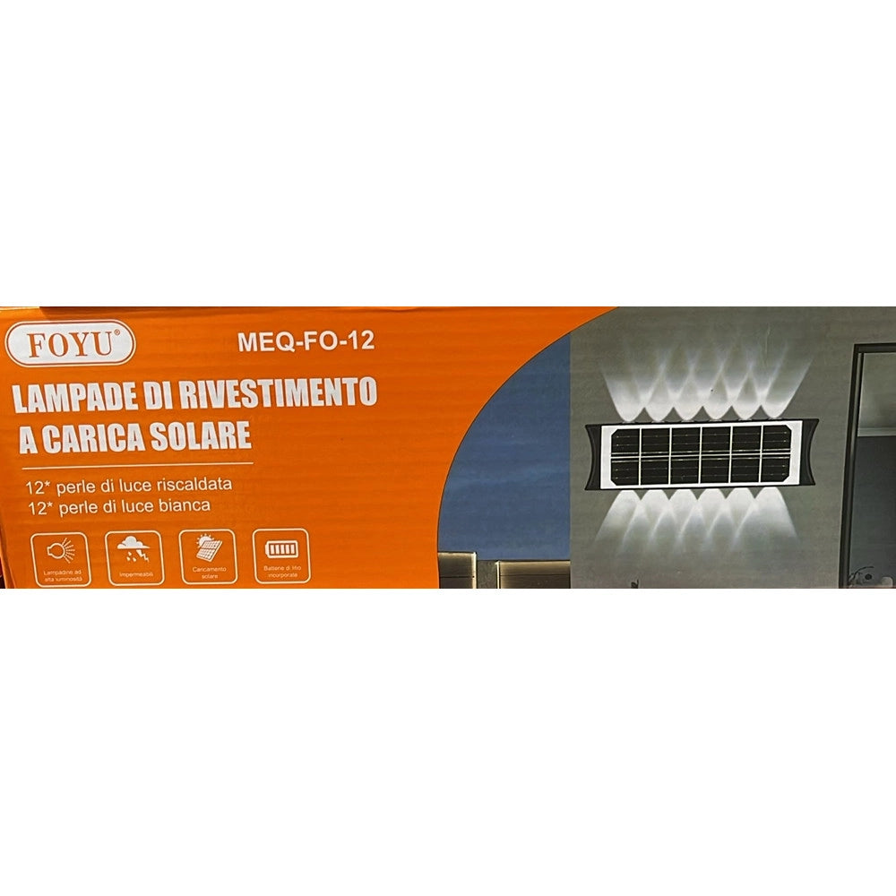 Trade Shop - Applique Parete Lampada Da Esterno Ricarica Solare Bidirezionale Impermeabile Meq-fo-12 -