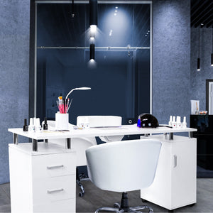 Tavolo per Manicure e Ricostruzione Unghie, Aspiratore e Cassettiera Estetista