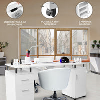 Tavolo per Manicure e Ricostruzione Unghie, Aspiratore e Cassettiera Estetista