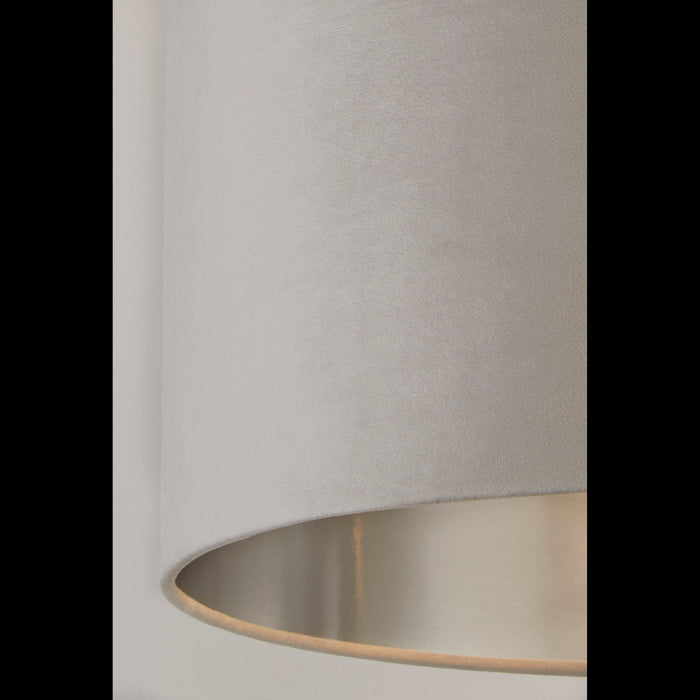 Paralume Contemporaneo Tamburo Acciaio Grigio Velluto Grigio 1 Luce D38Cm