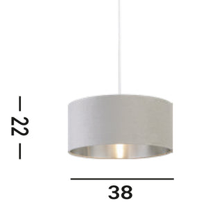 Paralume Contemporaneo Tamburo Acciaio Grigio Velluto Grigio 1 Luce D38Cm