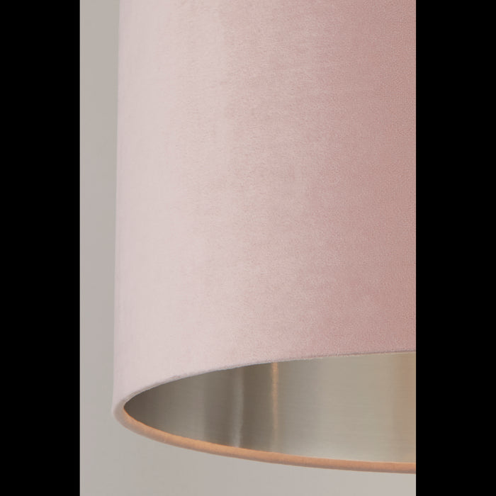 Paralume Contemporaneo Tamburo Acciaio Rosa Tessuto Argento 1 Luce D38Cm