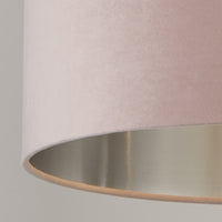 Paralume Contemporaneo Tamburo Acciaio Rosa Tessuto Argento 1 Luce D38Cm